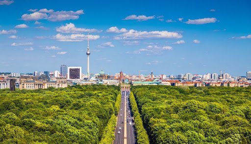 Berlin Skyline With Tiergarten Park In Summer