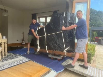 Grand piano removal from a mansion in Kenilworth