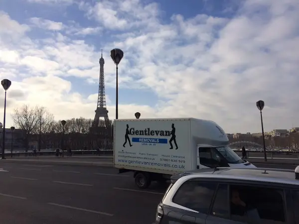 Gentlevan removals lorry on the UK to Paris route